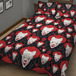 Halloween Scary Clown Pattern Print Quilt Bed Set
