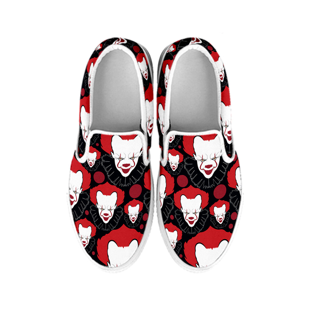 Halloween Scary Clown Pattern Print White Slip On Shoes