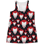 Halloween Scary Clown Pattern Print Women's Racerback Tank Top