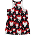 Halloween Scary Clown Pattern Print Women's Racerback Tank Top