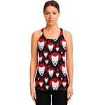 Halloween Scary Clown Pattern Print Women's Racerback Tank Top