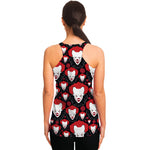 Halloween Scary Clown Pattern Print Women's Racerback Tank Top