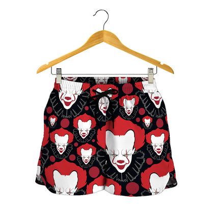 Halloween Scary Clown Pattern Print Women's Shorts
