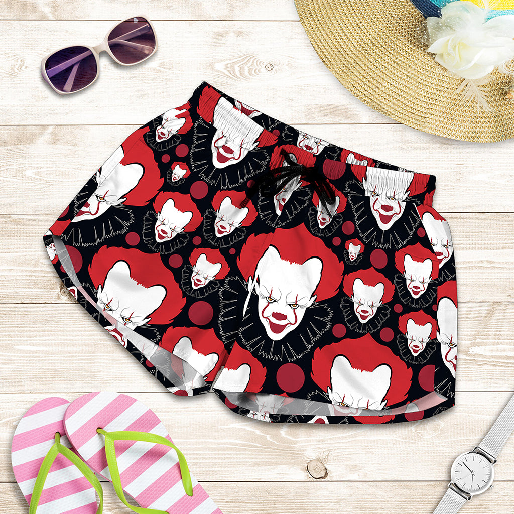 Halloween Scary Clown Pattern Print Women's Shorts