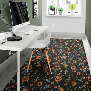 Halloween Skeleton And Pumpkin Print Area Rug