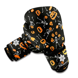 Halloween Skeleton And Pumpkin Print Boxing Gloves