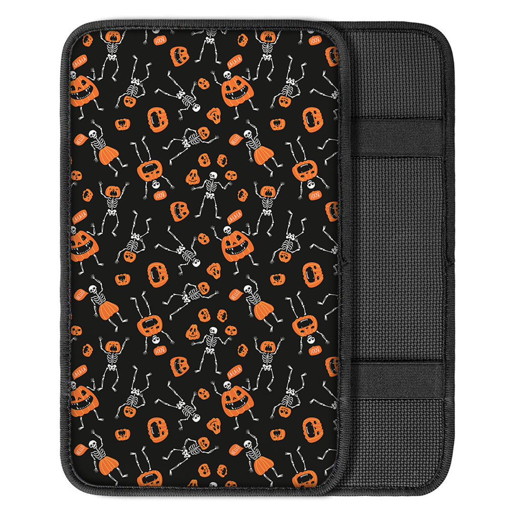 Halloween Skeleton And Pumpkin Print Car Center Console Cover