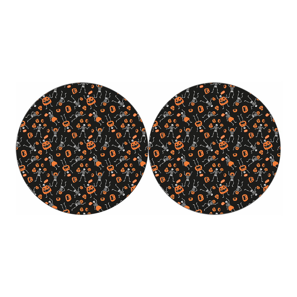 Halloween Skeleton And Pumpkin Print Car Coasters