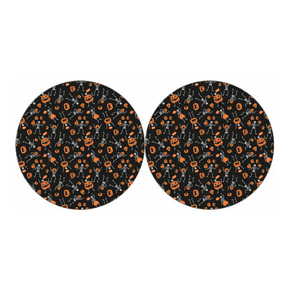 Halloween Skeleton And Pumpkin Print Car Coasters