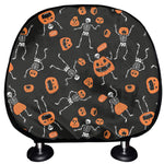 Halloween Skeleton And Pumpkin Print Car Headrest Covers