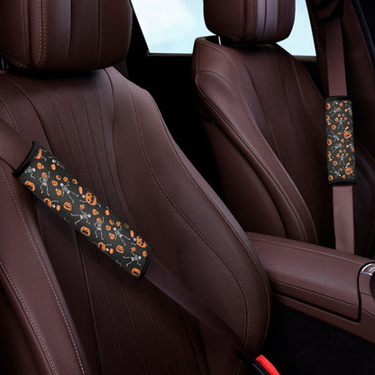 Halloween Skeleton And Pumpkin Print Car Seat Belt Covers