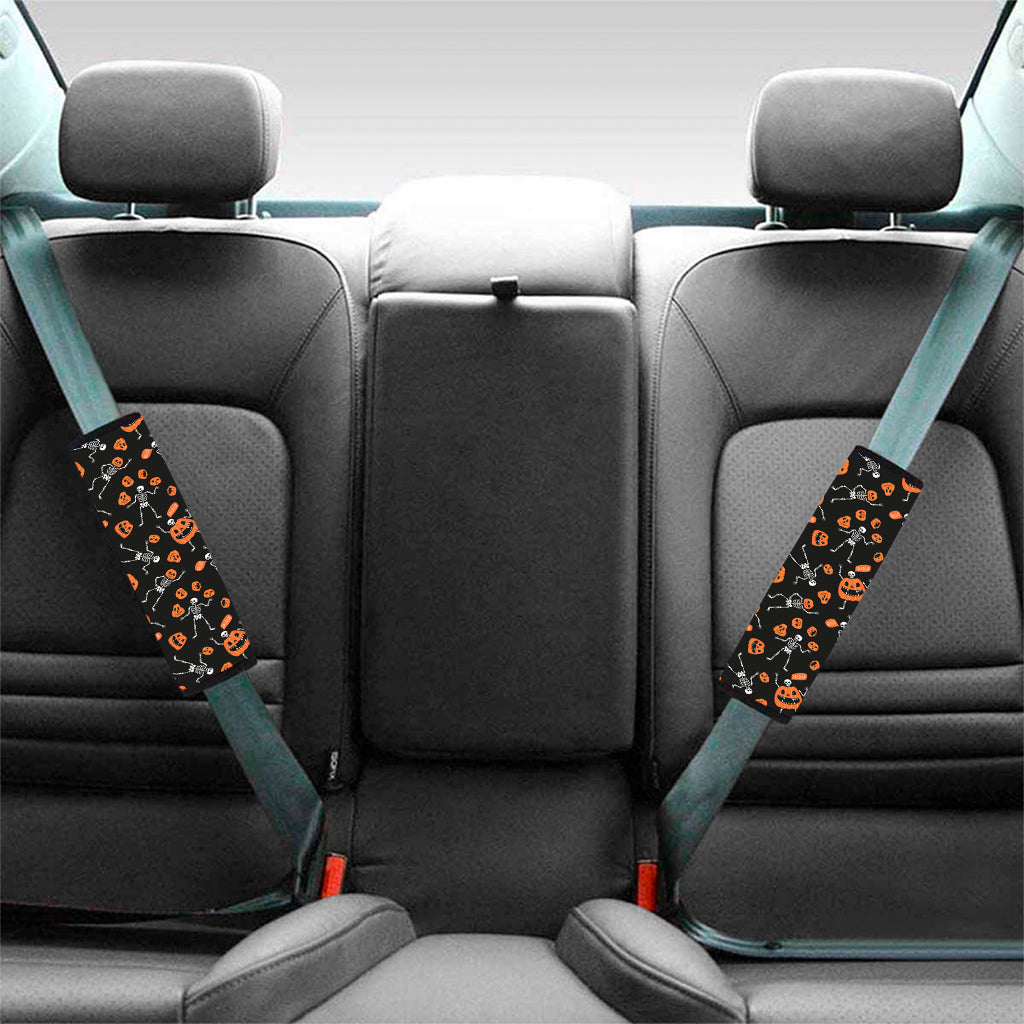 Halloween Skeleton And Pumpkin Print Car Seat Belt Covers