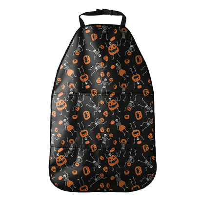 Halloween Skeleton And Pumpkin Print Car Seat Organizers