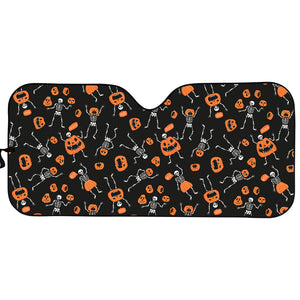 Halloween Skeleton And Pumpkin Print Car Sun Shade