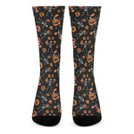 Halloween Skeleton And Pumpkin Print Crew Socks