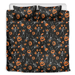 Halloween Skeleton And Pumpkin Print Duvet Cover Bedding Set