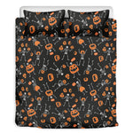 Halloween Skeleton And Pumpkin Print Duvet Cover Bedding Set