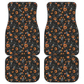 Halloween Skeleton And Pumpkin Print Front and Back Car Floor Mats