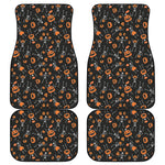 Halloween Skeleton And Pumpkin Print Front and Back Car Floor Mats