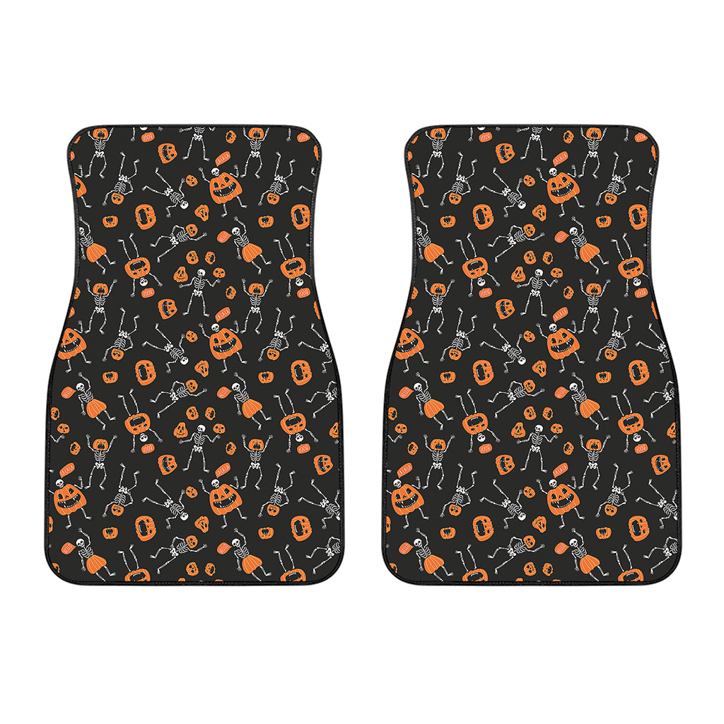 Halloween Skeleton And Pumpkin Print Front Car Floor Mats