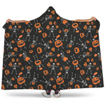 Halloween Skeleton And Pumpkin Print Hooded Blanket