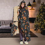 Halloween Skeleton And Pumpkin Print Hooded Blanket