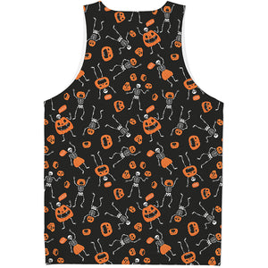 Halloween Skeleton And Pumpkin Print Men's Tank Top