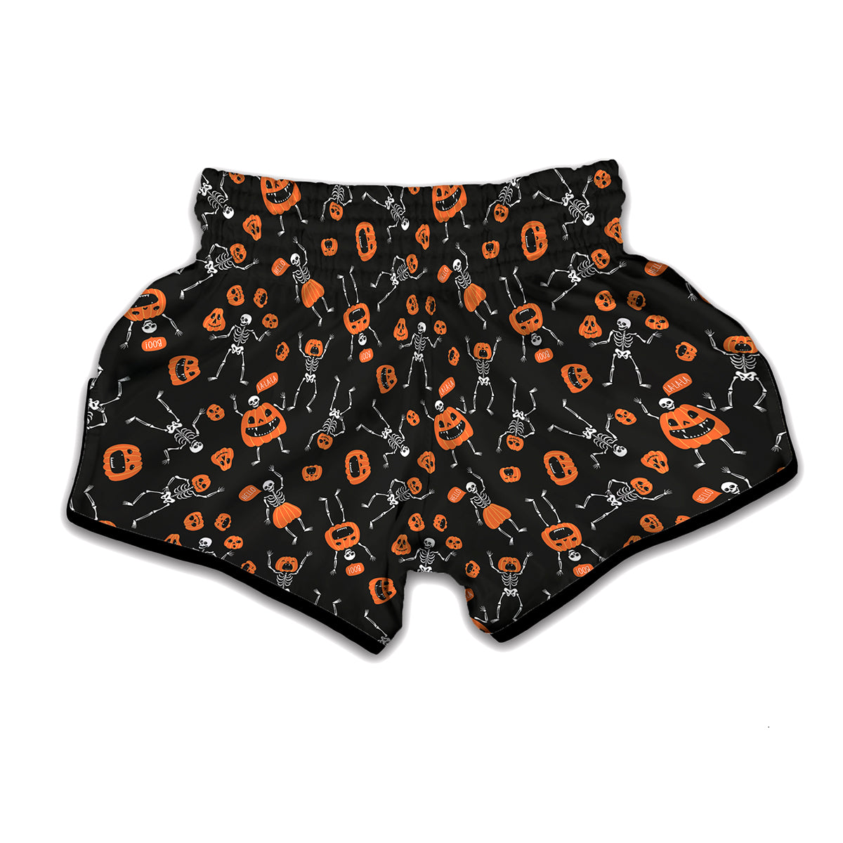 Halloween Skeleton And Pumpkin Print Muay Thai Boxing Shorts