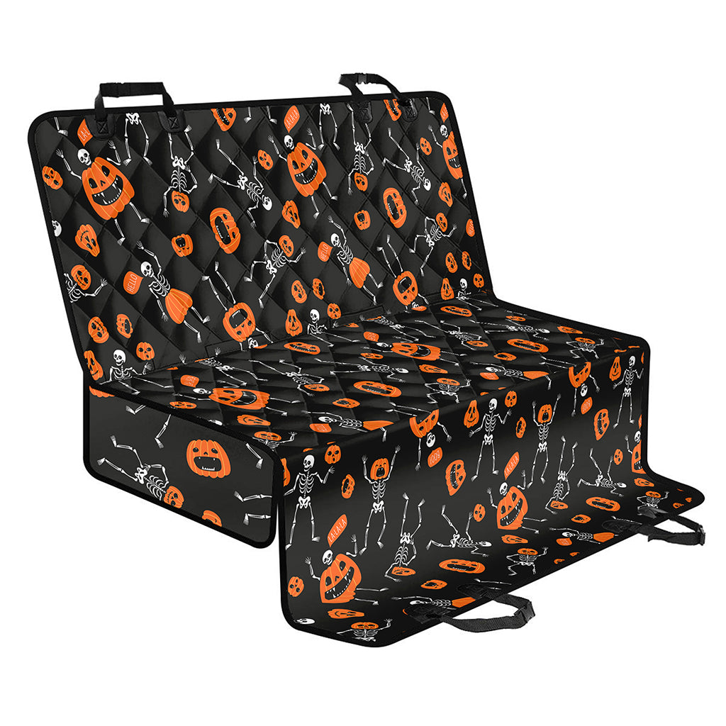 Halloween Skeleton And Pumpkin Print Pet Car Back Seat Cover