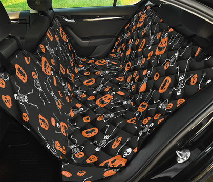Halloween Skeleton And Pumpkin Print Pet Car Back Seat Cover