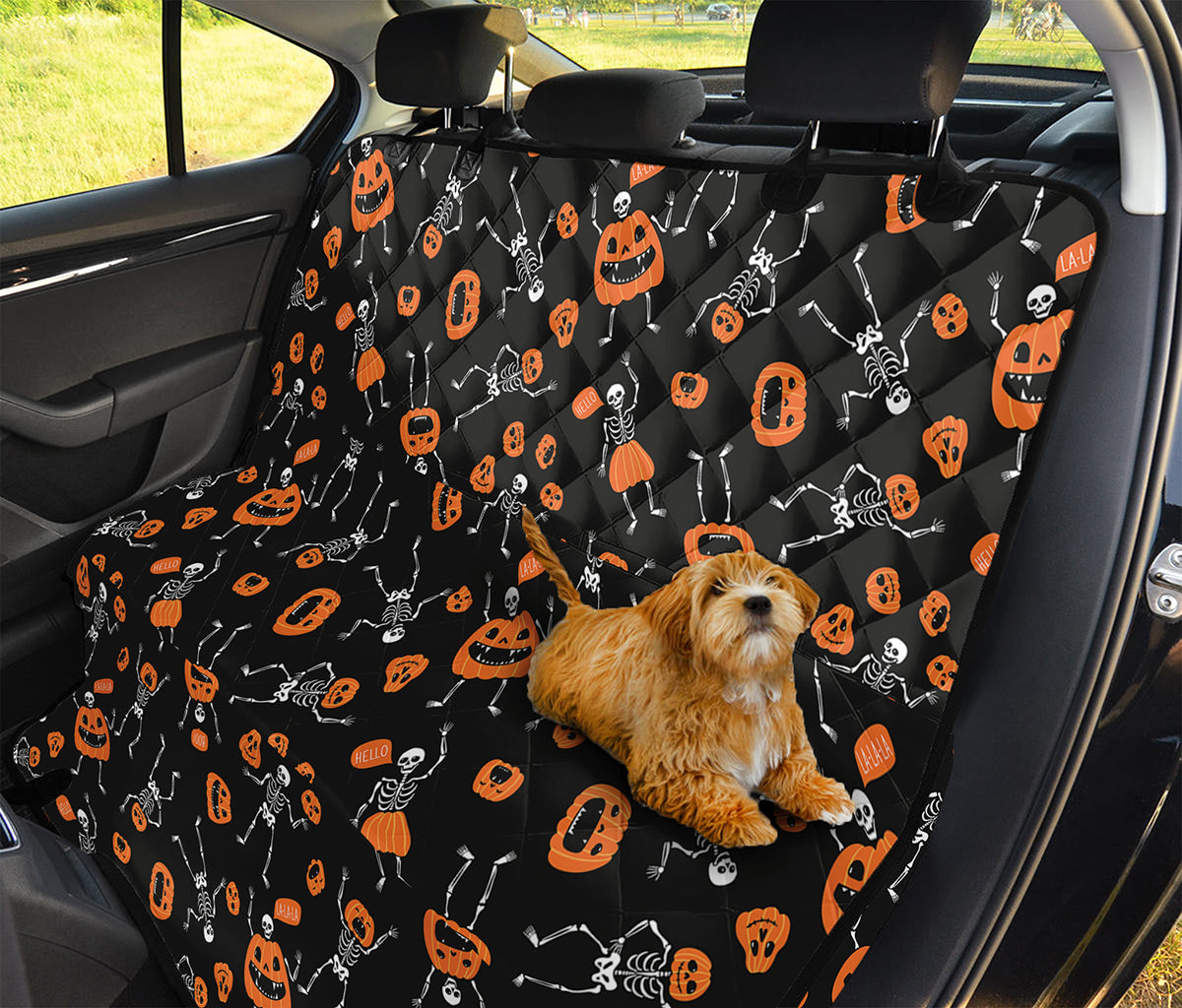 Halloween Skeleton And Pumpkin Print Pet Car Back Seat Cover