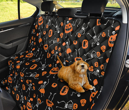 Halloween Skeleton And Pumpkin Print Pet Car Back Seat Cover