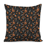 Halloween Skeleton And Pumpkin Print Pillow Cover