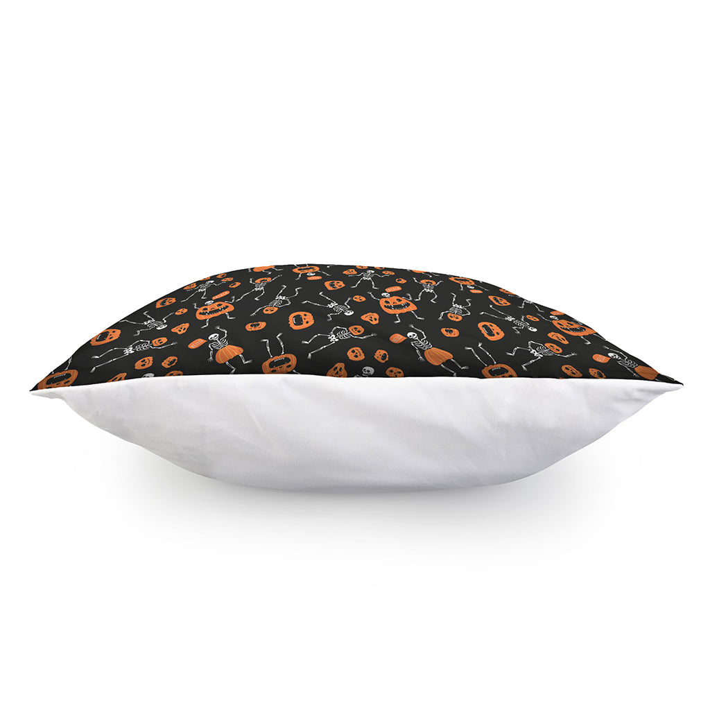 Halloween Skeleton And Pumpkin Print Pillow Cover
