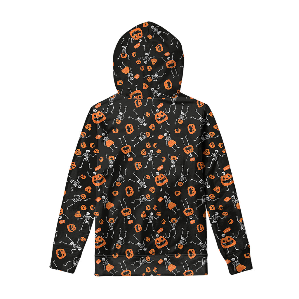 Halloween Skeleton And Pumpkin Print Pullover Hoodie