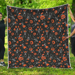 Halloween Skeleton And Pumpkin Print Quilt