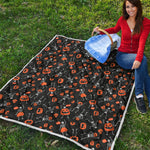 Halloween Skeleton And Pumpkin Print Quilt