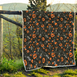 Halloween Skeleton And Pumpkin Print Quilt