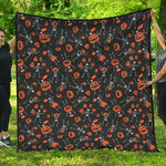 Halloween Skeleton And Pumpkin Print Quilt