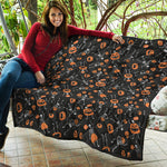 Halloween Skeleton And Pumpkin Print Quilt