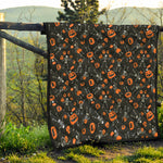 Halloween Skeleton And Pumpkin Print Quilt