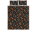 Halloween Skeleton And Pumpkin Print Quilt Bed Set