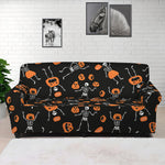 Halloween Skeleton And Pumpkin Print Sofa Cover
