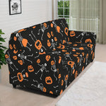 Halloween Skeleton And Pumpkin Print Sofa Cover
