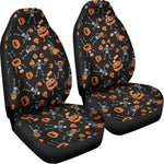 Halloween Skeleton And Pumpkin Print Universal Fit Car Seat Covers