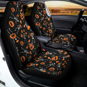 Halloween Skeleton And Pumpkin Print Universal Fit Car Seat Covers