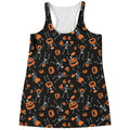 Halloween Skeleton And Pumpkin Print Women's Racerback Tank Top