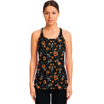 Halloween Skeleton And Pumpkin Print Women's Racerback Tank Top