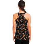 Halloween Skeleton And Pumpkin Print Women's Racerback Tank Top