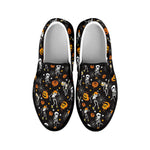 Halloween Skeleton Party Pattern Print Black Slip On Shoes